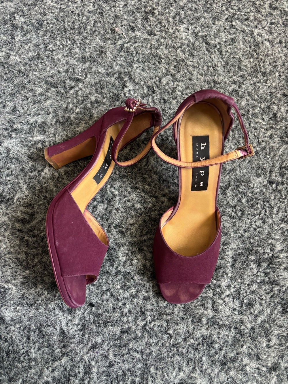Hype Womens Plum Ankle-Strap Block Heel Sandals